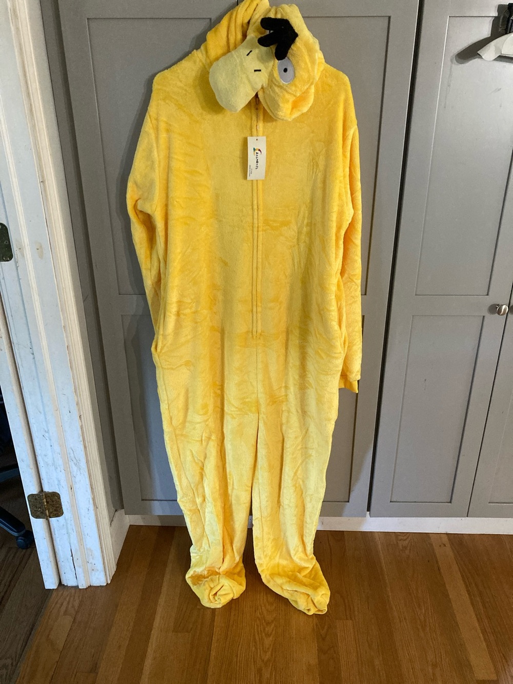 Yellow Plush Adult One-Piece Hooded Costume